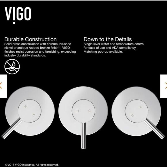 NEW * VIGO VG05001CH Olus Single-Handle Wall Mount Bathroom Faucet in Chrome - Picture 4 of 16